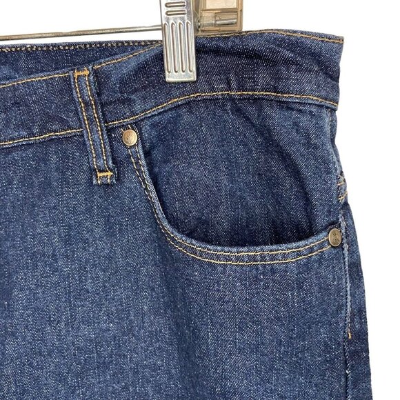 Cabelas Jeans Womens Size14 Blue Flannel Lined Straight Leg Dark Wash Flat Front - Picture 7 of 13